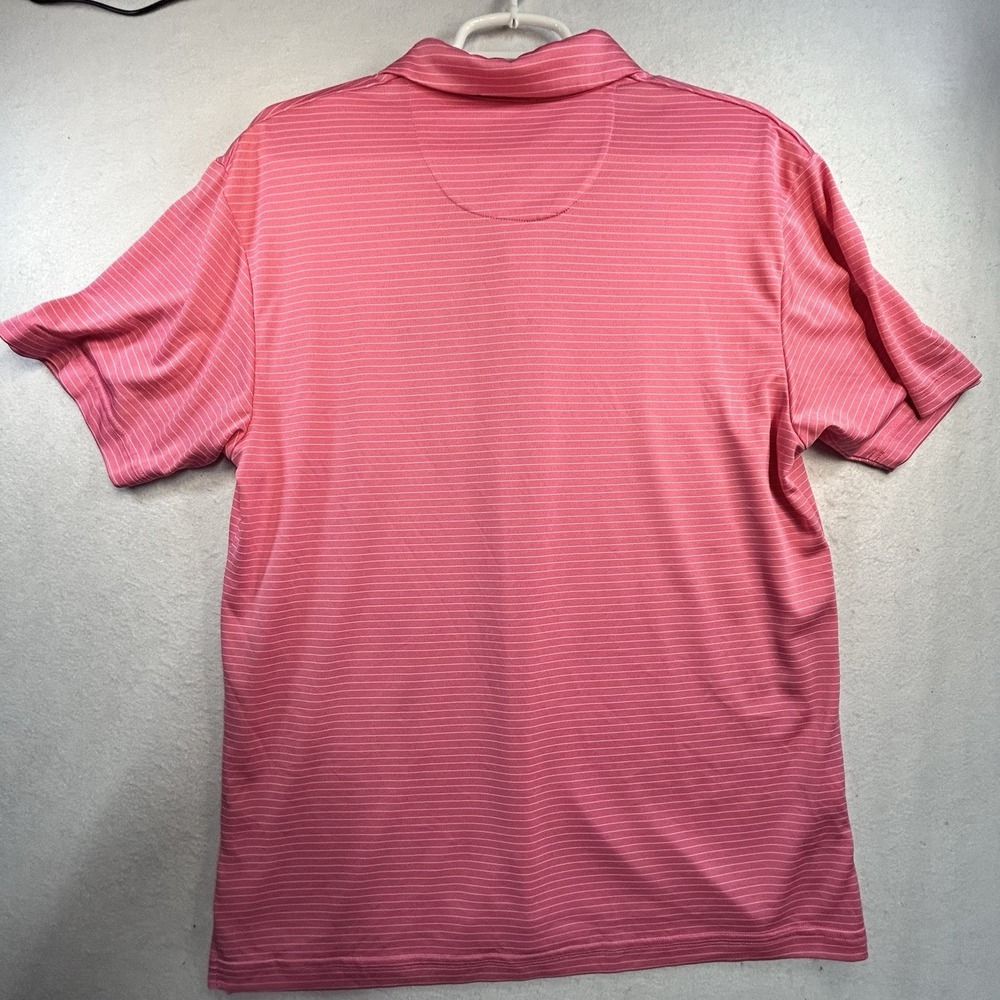 Jack Nicklaus Golden Bear Polo Men Size M Pink Striped Short Sleeve Golf Shirt - Picture 5 of 5